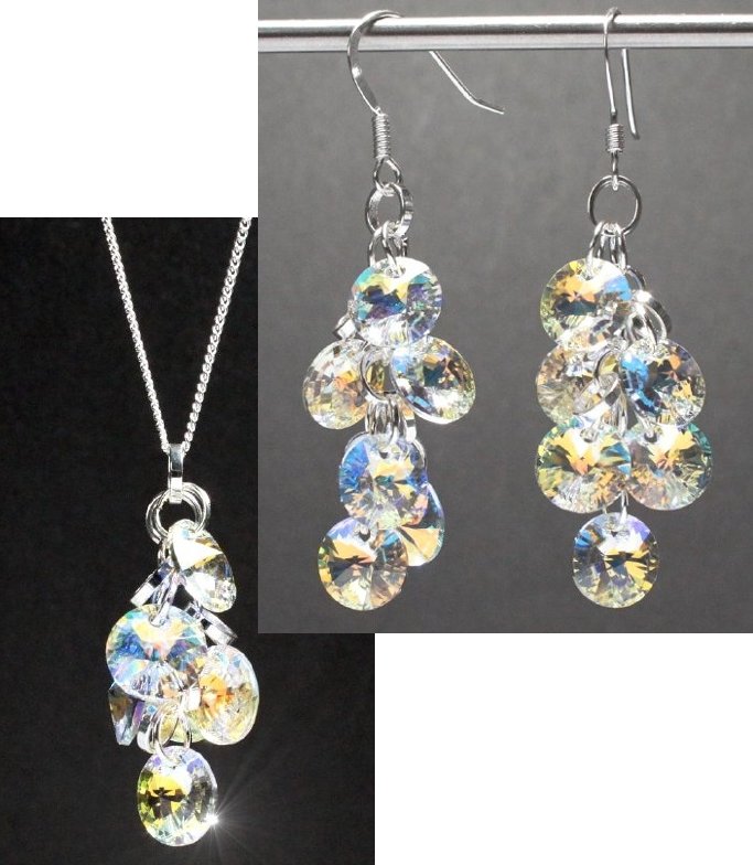 Echt Silber 925 SchmuckSet mit Swarovski® Kristallen Kreisen schillernd in Etui eBay